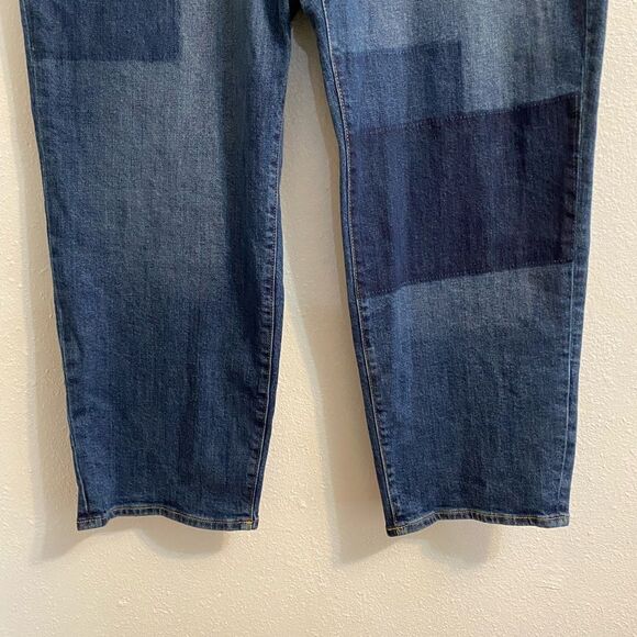 Old Navy 18P Relaxed Fit Dark Patchwork Jeans OG Loose, Cottagecore Chic OF-3 - Picture 3 of 10